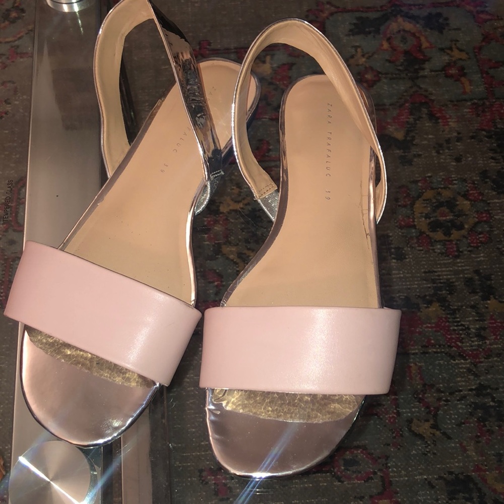 Zara Pink & Silver slides - Size 9